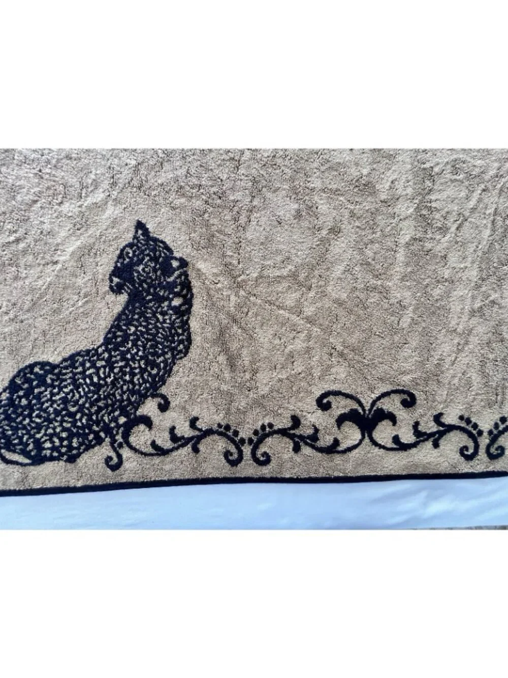 Leopard Cheetah Bath Towel Set 2 Black Gold Reversible 100% Cotton Animal Print